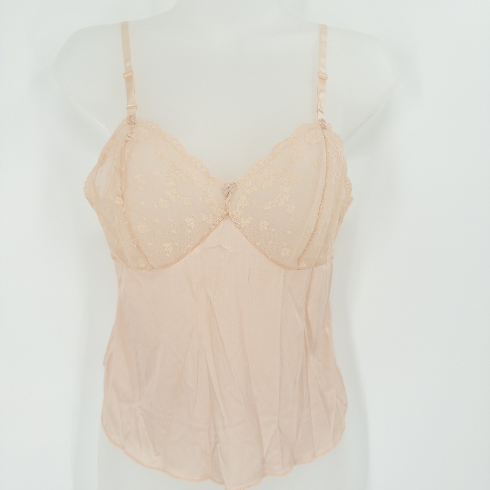 Vintage Vassarette Lace Camisole Size S 34 Nude Sheer Y2K Lingerie Romantic Fem